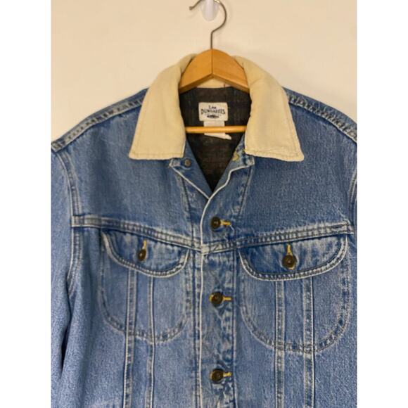 Women Vintage Lee Dungarees Lined Button Up Jean Jacket Med Chore Coat Country - Picture 2 of 16